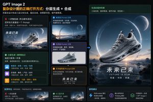 Layered GPT Image 2 Workflow Infographic — Goal: Create a polished 16:9 Chinese tech infographic slide explaining the correct workflow for maki…