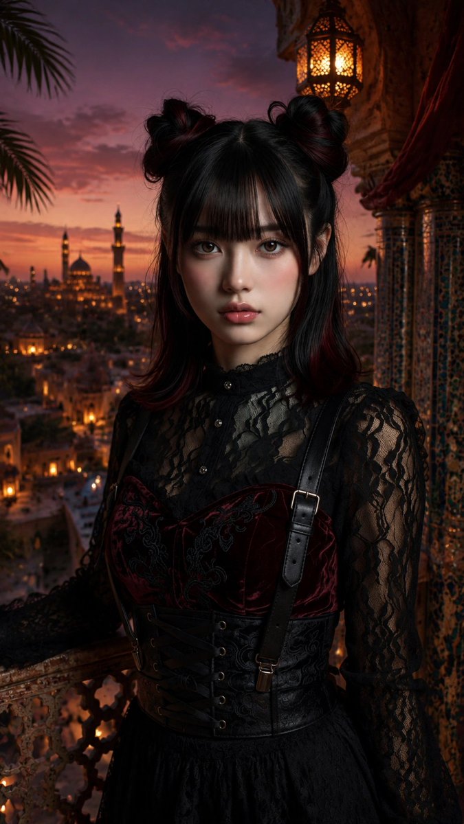 Gothic Girl at Moorish Sunset