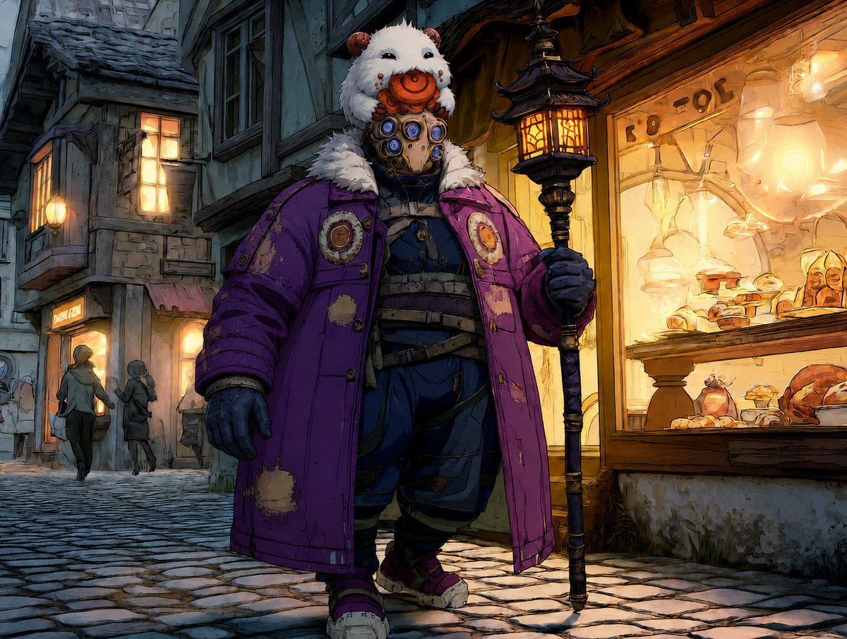 Masked Winter Lamplighter in Fantasy Alley
