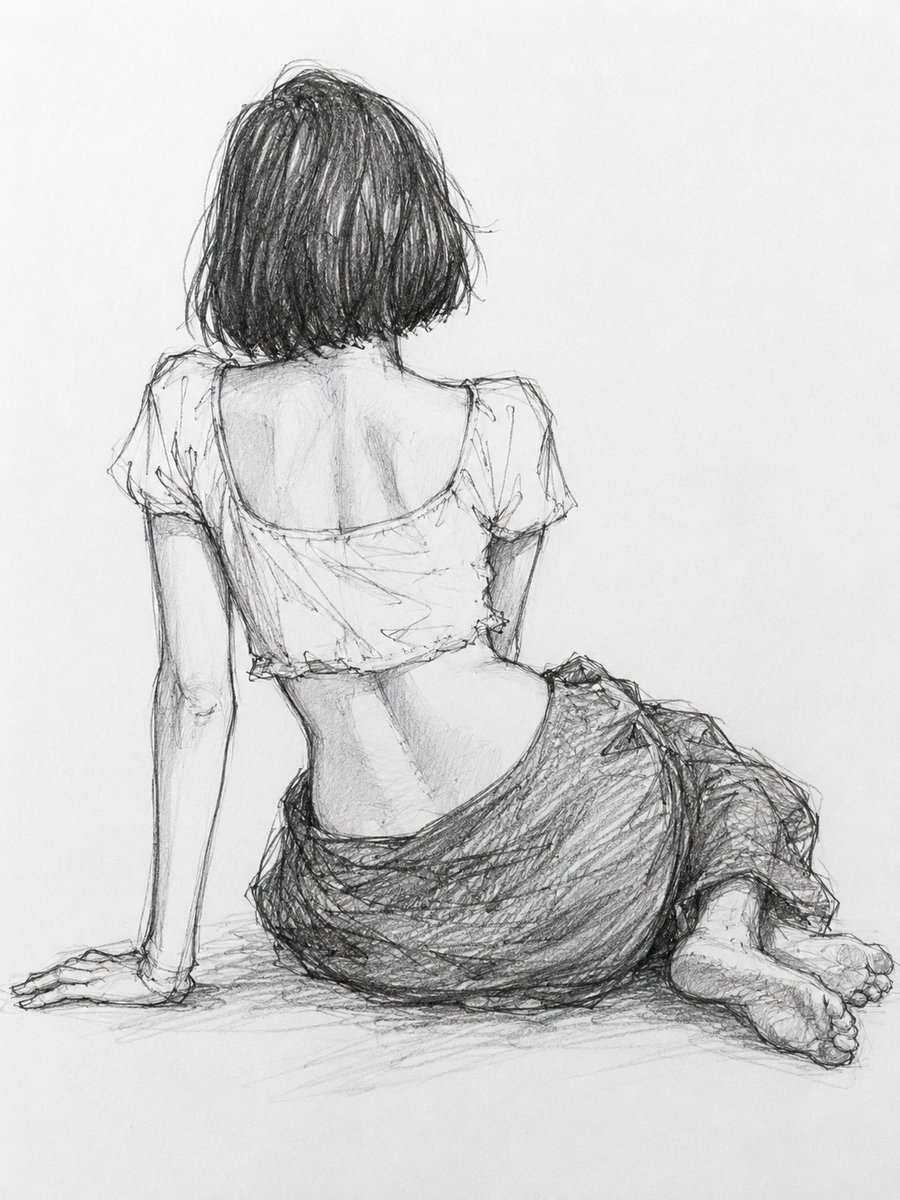 Female Figure Pencil Gesture Sketch