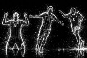 Futuristic Neon Wireframe Athlete Portrait AI image template preview