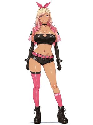Pink Cyberpunk Survivor Anime Girl AI image template preview