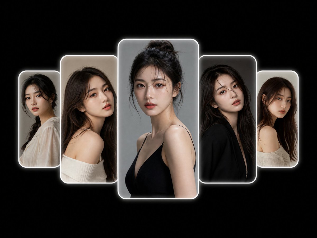 Five-Frame Minimalist Portrait Collage