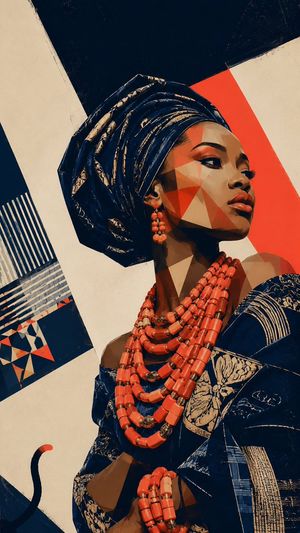 Afrofuturist Yoruba Regal Portrait AI image template preview