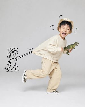 Whimsical Doodle Interaction Portrait AI image template preview