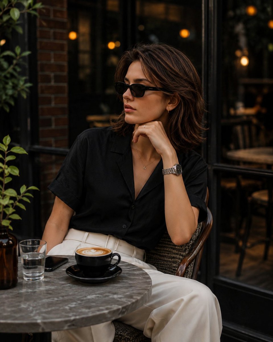 Elegant European Cafe Lifestyle Portrait