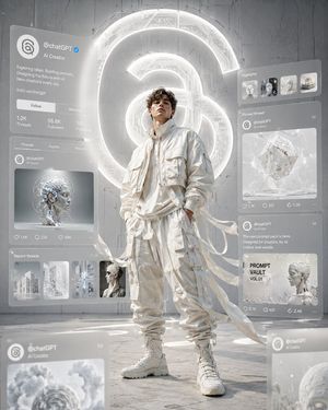 Threads Monochrome Techwear Artwork AI image template preview