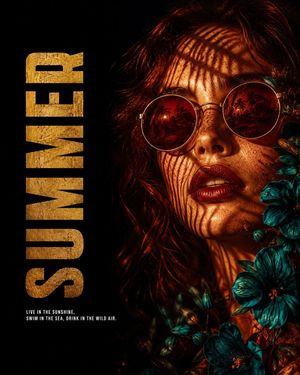 Summer Heat Editorial Poster AI image template preview