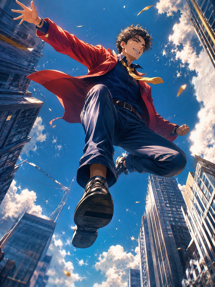 Dynamic Anime Hero Figure Render example 2