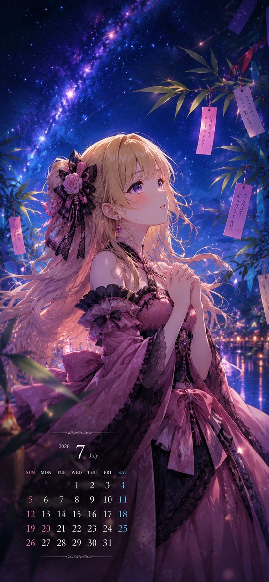 Tanabata Anime July Calendar