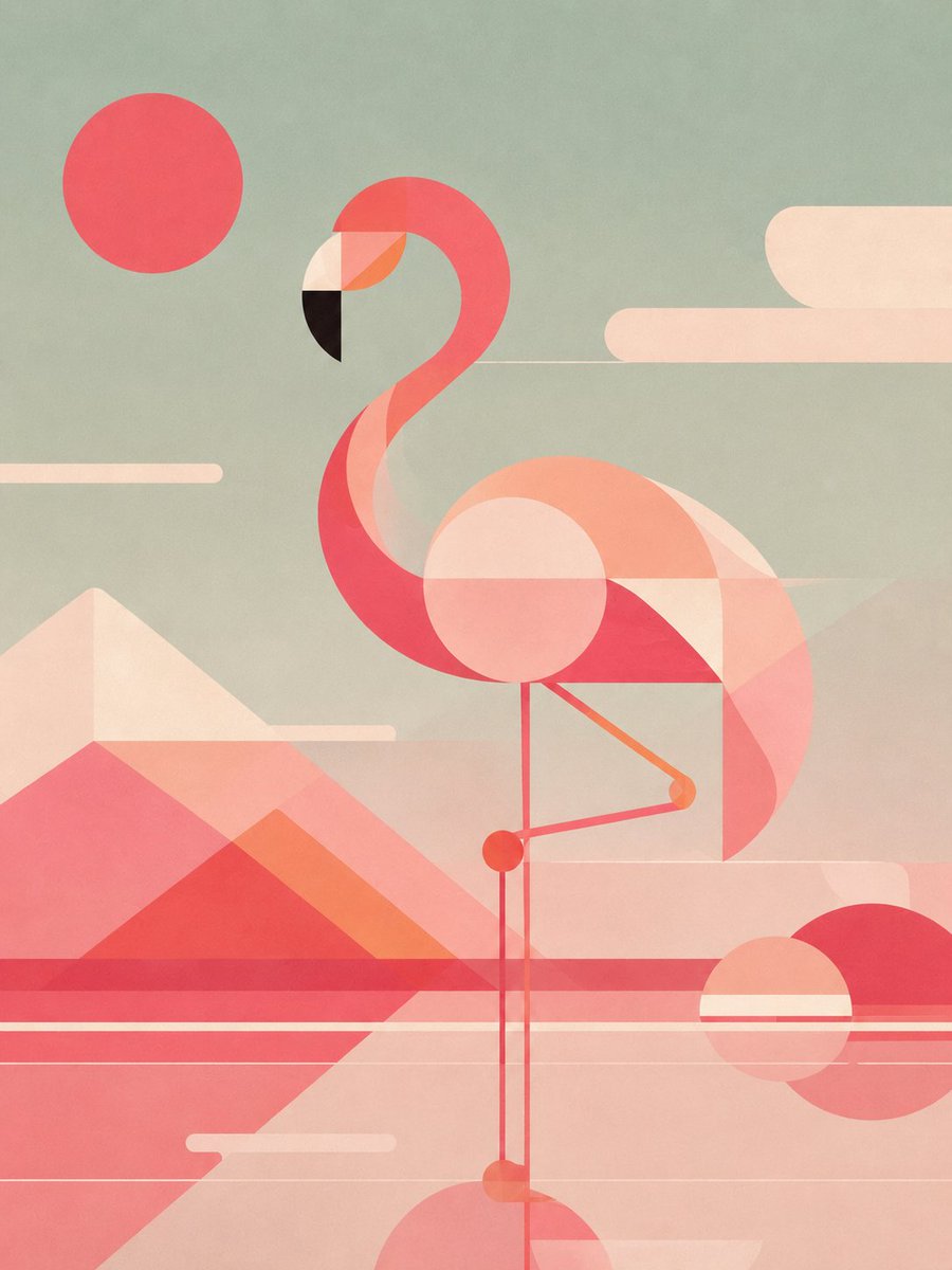 Abstract Geometric Flamingo Poster