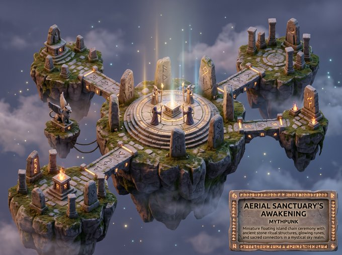 Game Asset - Whimsical Mythpunk Floating Island Miniature - Image 1
