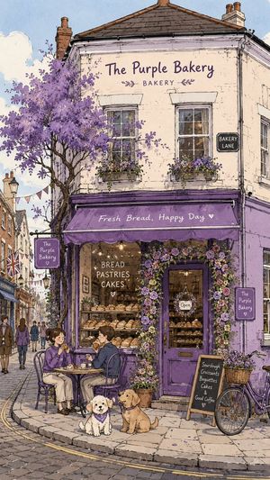 Purple Bakery Illustration Prompt AI image template preview
