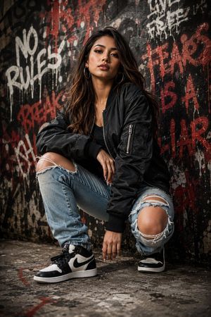 Gritty Urban Editorial Portrait AI image template preview