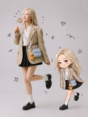 Realistic Portrait and Chibi Combo AI image template preview