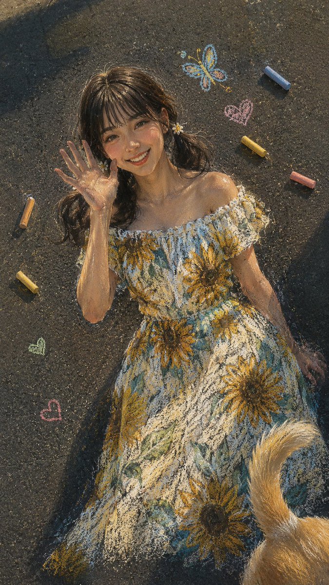 Asphalt Chalk Art Portrait