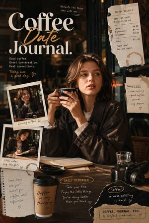 Coffee Date Journal Editorial Poster AI image template preview