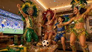 Family Samba Soccer Celebration AI image template preview
