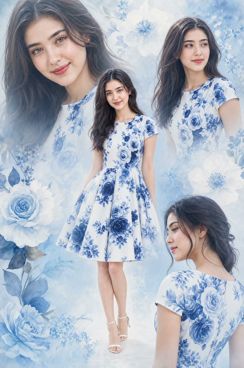 Floral Dress Fashion Collage