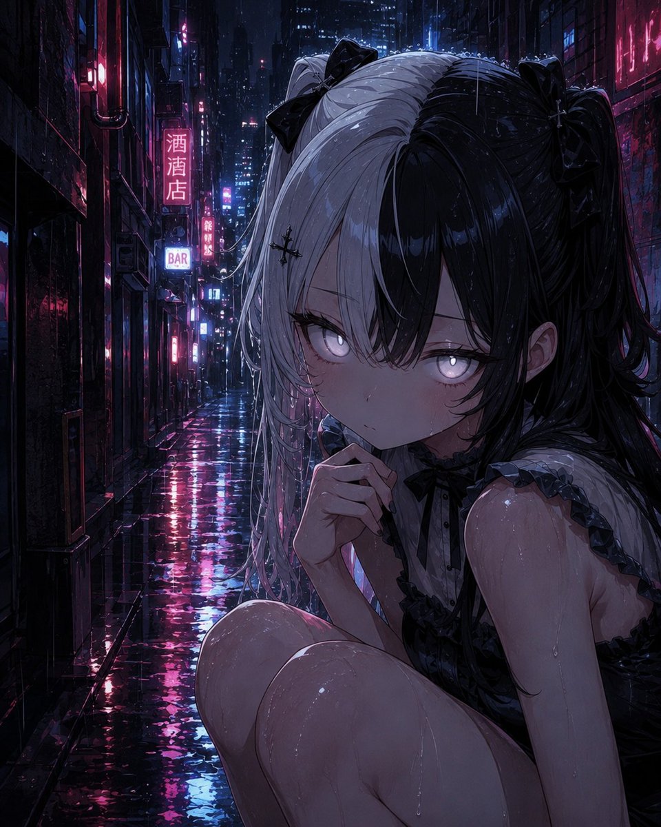 Rainy Cyberpunk Gothic Girl