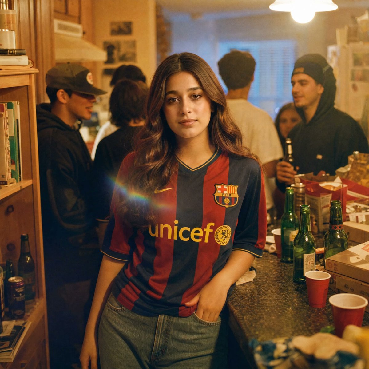 Candid House Party Soccer Jersey Portrait