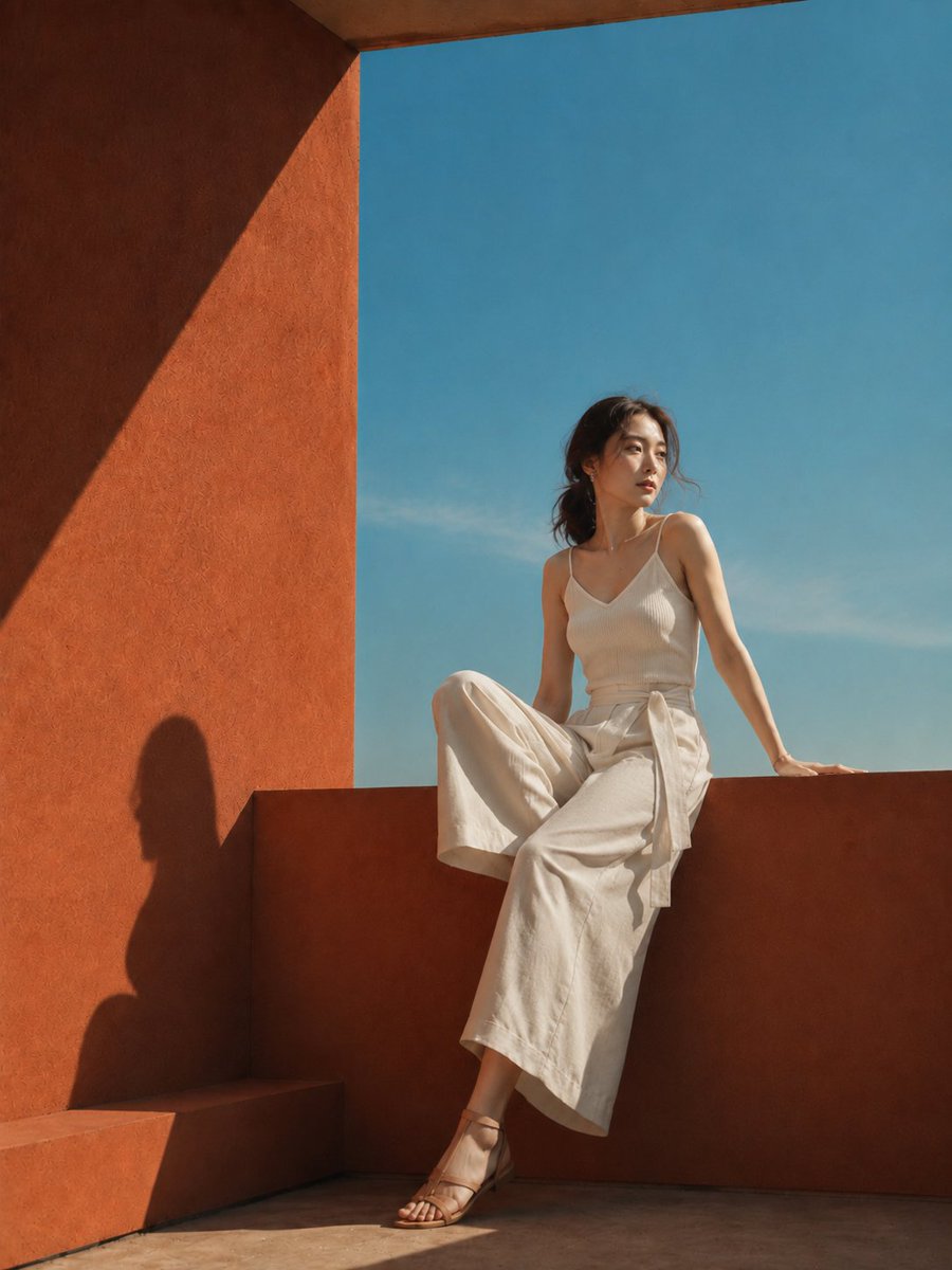 Summer Profile Against Terracotta Wall