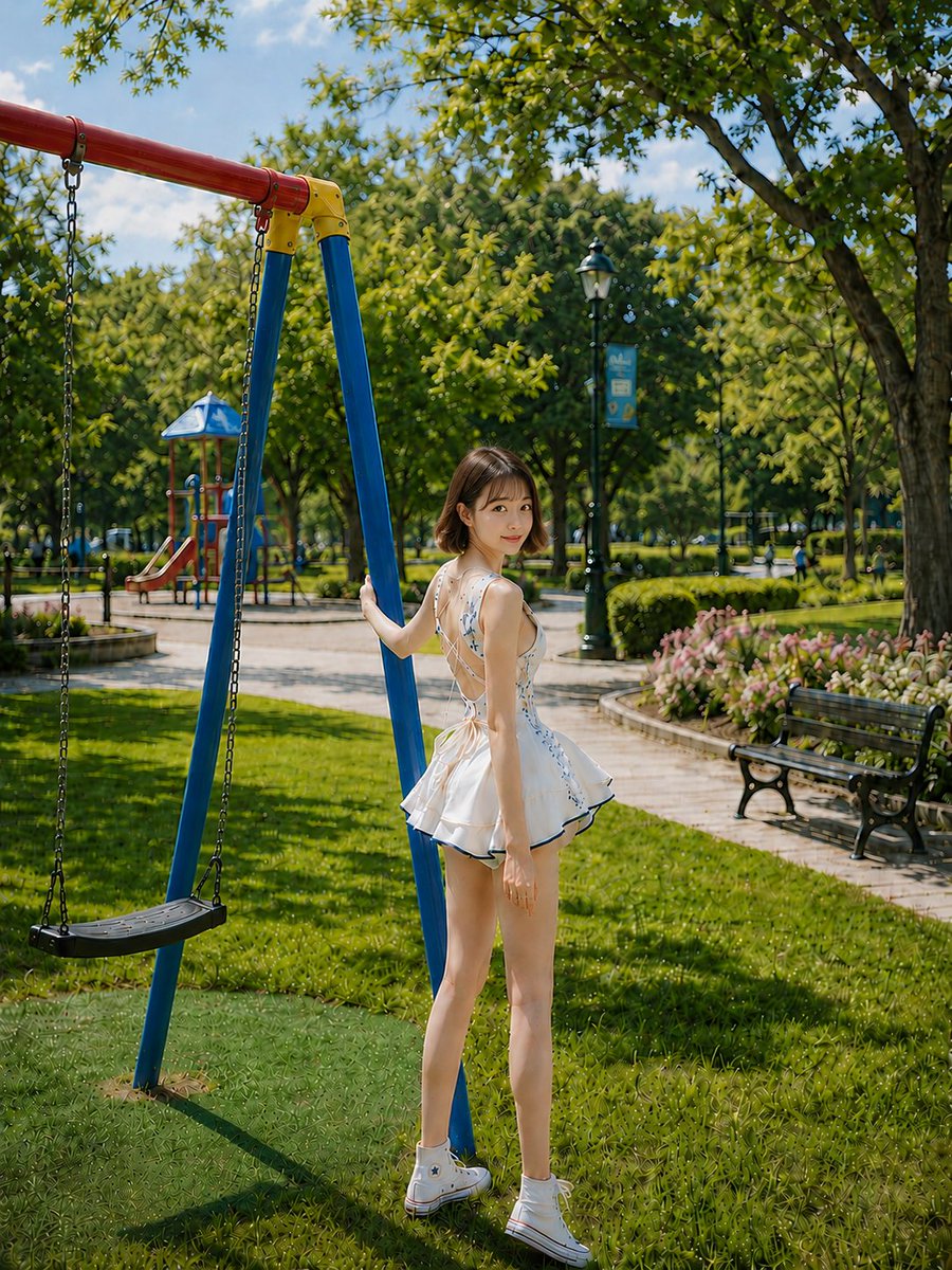 Summer Park Swing Portrait