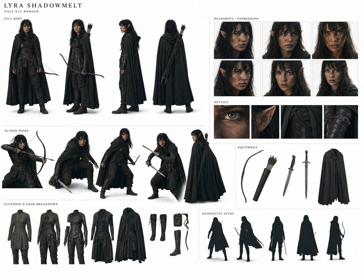 Dark Fantasy Ranger Reference Sheet