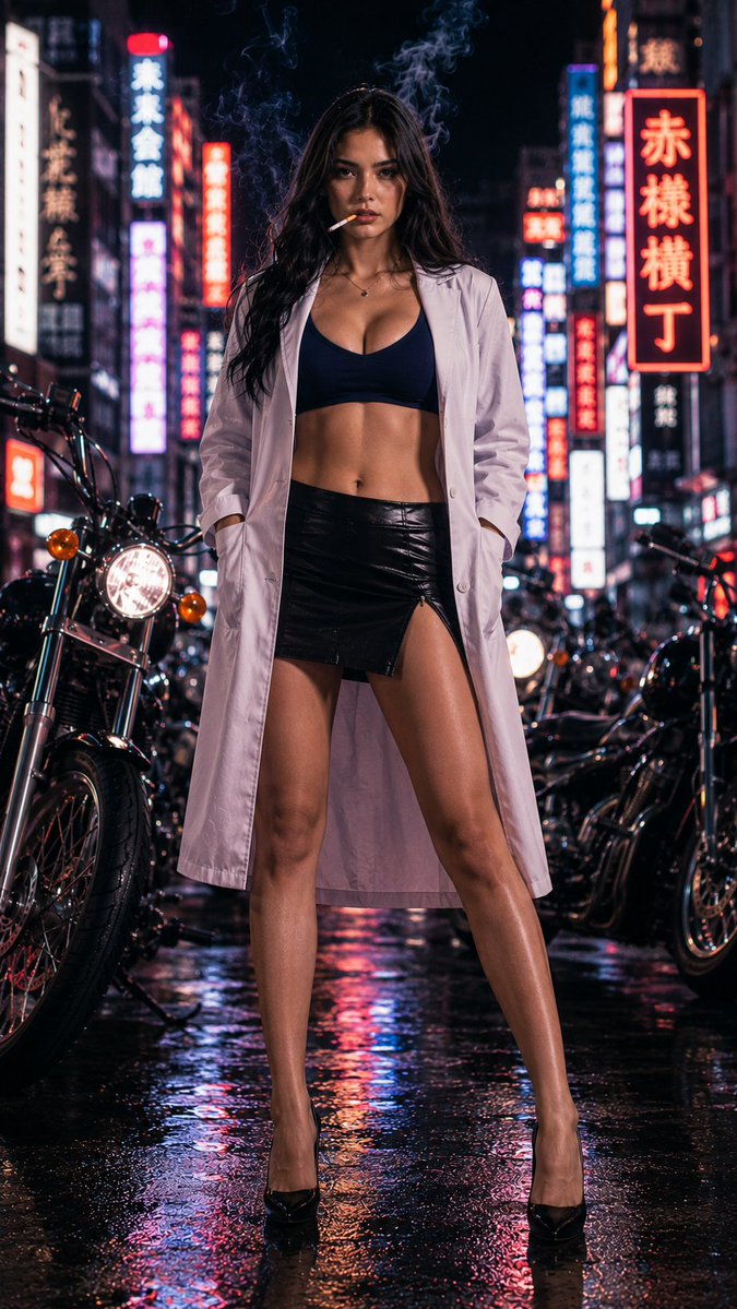 Anime Character to Neon Street Photo