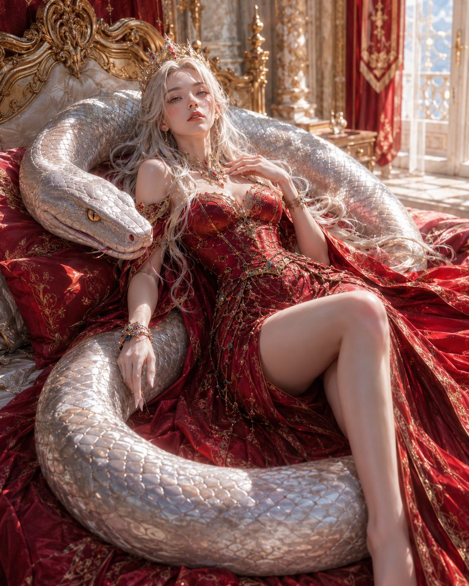 Queen Reclining With Silver Serpent