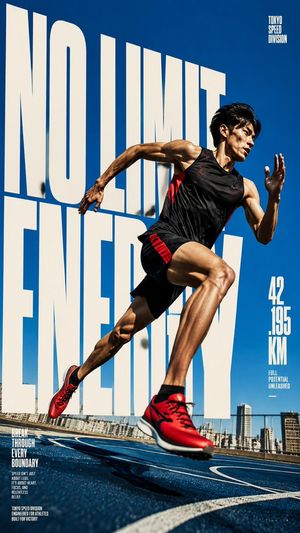 Dynamic Sprint Poster — Goal: Create a dynamic vertical sports magazine poster advertising elite sprinting and limitless ath…