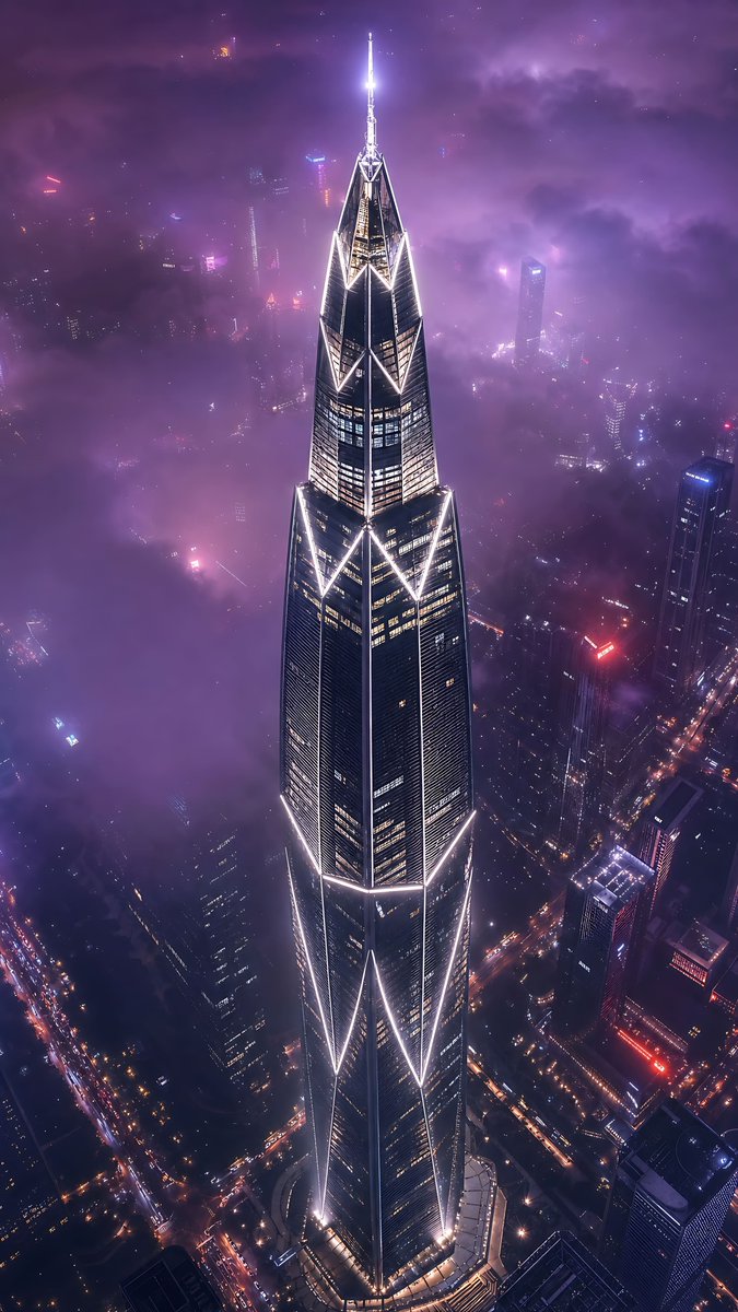 Futuristic Starry Skyscraper Wallpaper reference image 1