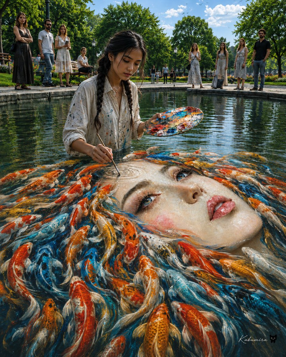 Surreal Koi Pond Portrait Artist