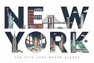 Typographic Travel Poster with Inner Scenes AI image template preview