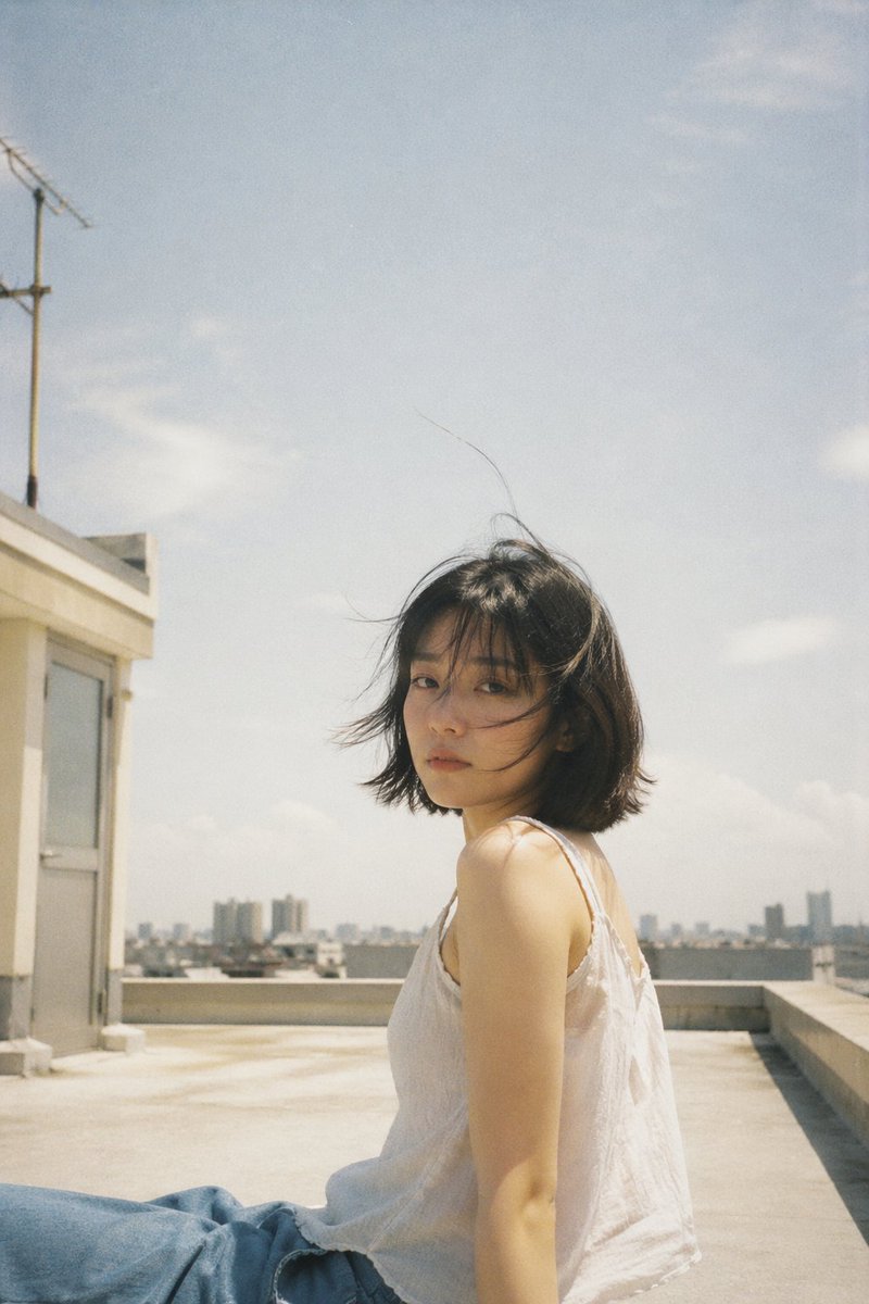 Japanese Negative Film Rooftop Portrait