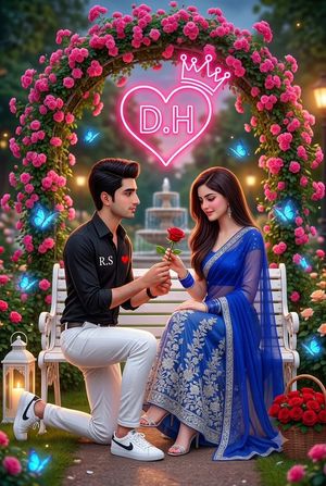 Romantic Garden Rose Offering AI image template preview