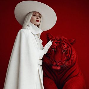 Crimson Tiger Fashion Editorial AI image template preview