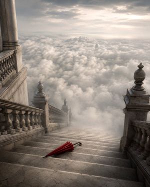 Grand Staircase Above the Clouds AI image template preview