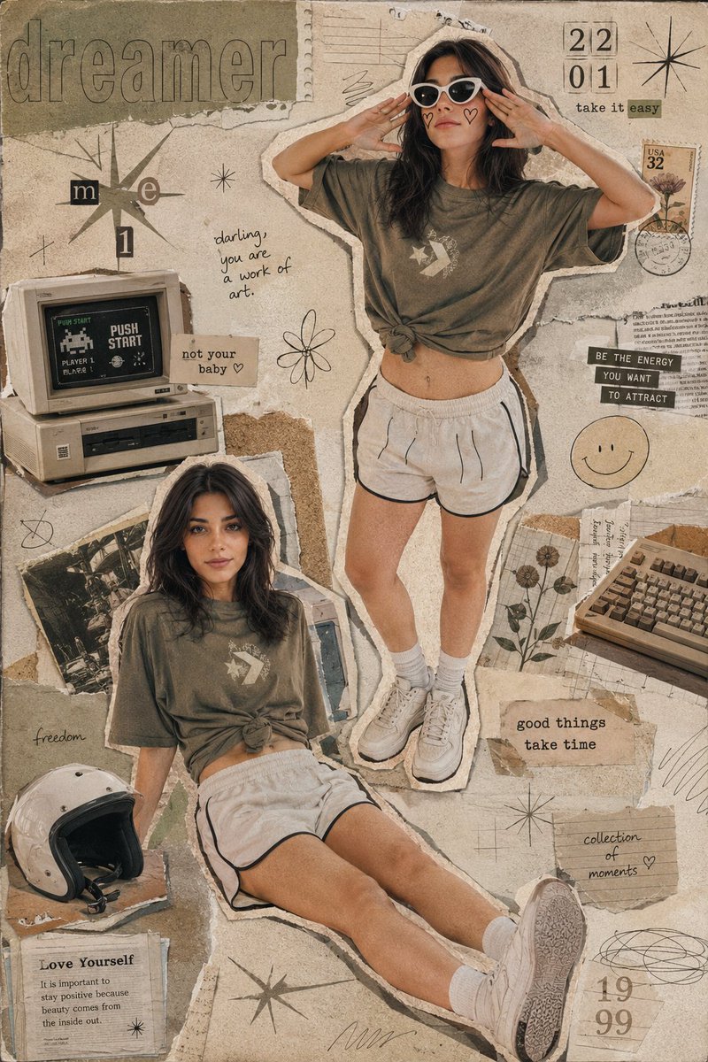 Y2K Retro Scrapbook Collage Poster