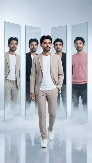 Futuristic Editorial Fashion Portrait AI image template preview