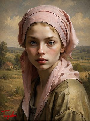 Pastoral Girl Oil Portrait AI image template preview