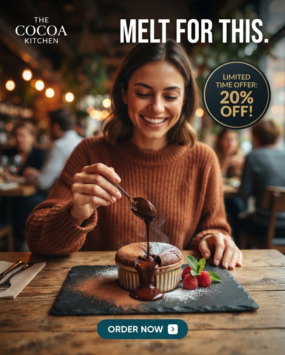 Molten Chocolate Dessert Café Ad