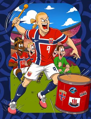 Norway Football Striker Cartoon Illustration AI image template preview