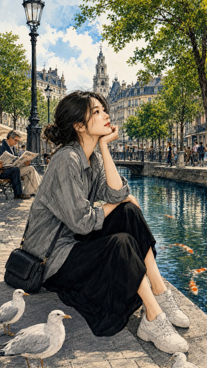 Watercolor and Ink Paris Illustration reference image 1