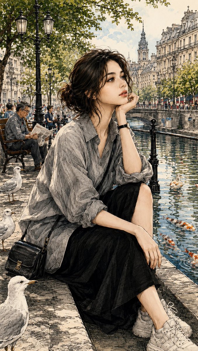 Watercolor and Ink Paris Illustration