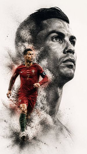 Double Exposure Sports Portrait — A dramatic double exposure portrait of {argument name="athlete name" default="a professional football player"}, large side-pro