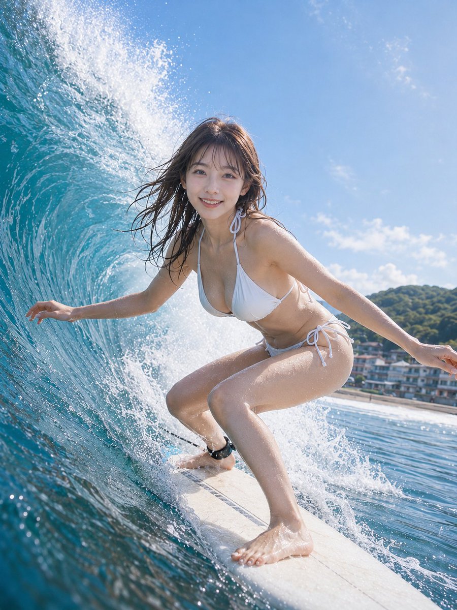 Summer Surfer Girl Action Portrait