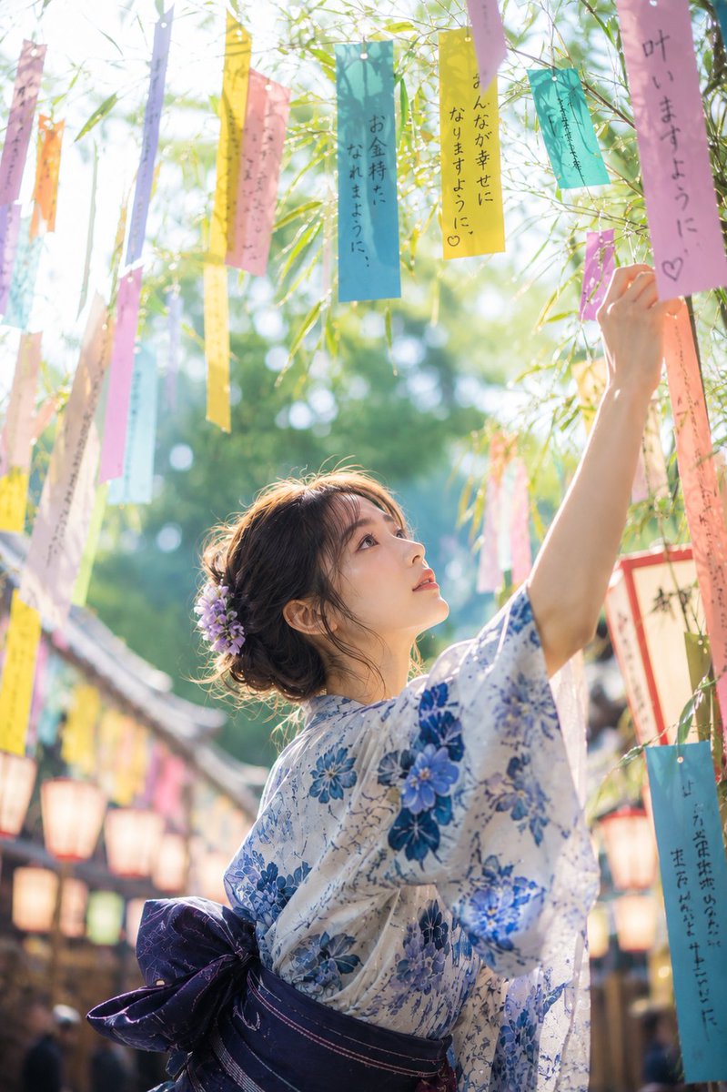 Tanabata Japanese Woman Illustration