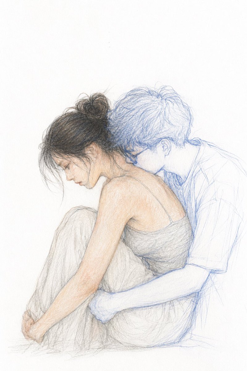 Longing Colored Pencil Couple