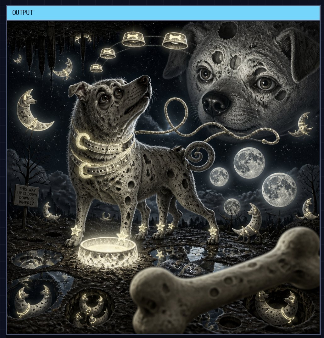 Surreal Moonlit Dog Output Window